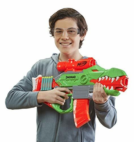 Nerf DinoSquad - Rex-Rampage blaster motorizzato con caricatore da 10 dardi, supporto per 10 dardi e design a forma di T-Rex - 6