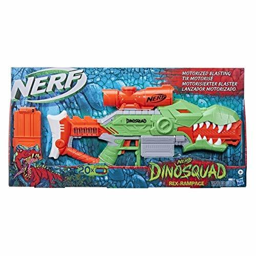 Nerf DinoSquad - Rex-Rampage blaster motorizzato con caricatore da 10 dardi, supporto per 10 dardi e design a forma di T-Rex - 3