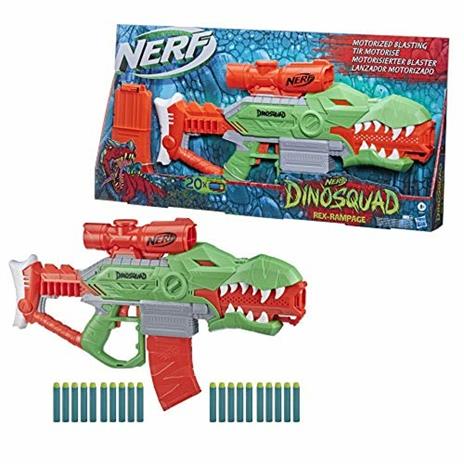 Nerf DinoSquad - Rex-Rampage blaster motorizzato con caricatore da 10 dardi, supporto per 10 dardi e design a forma di T-Rex - 4