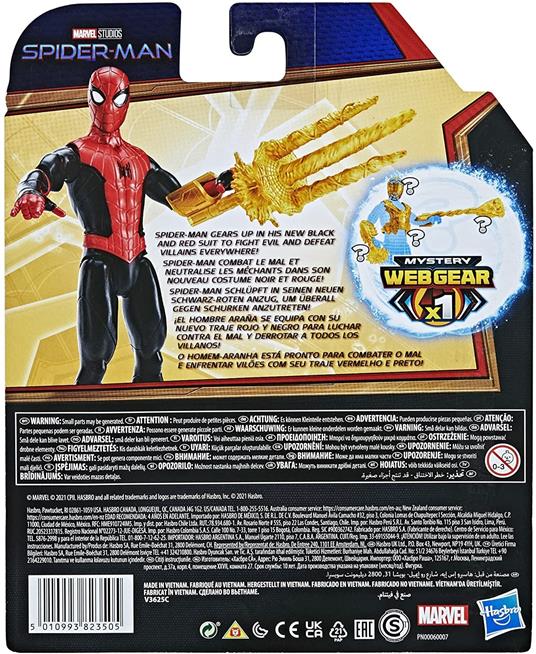 Hasbro Spider-Man -Spider-Man con Tuta Mystery Web Gear Rossa e Nera, Action Figure 15 cm - 4