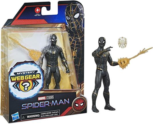 Hasbro Spider-Man, Spider-Man con tuta Mystery Web Gear Nera e Dorata, Action Figure 15 cm - 2