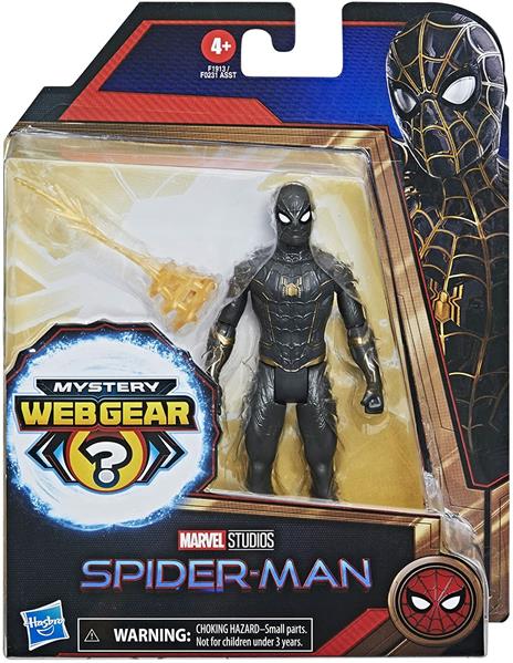 Hasbro Spider-Man, Spider-Man con tuta Mystery Web Gear Nera e Dorata, Action Figure 15 cm - 3