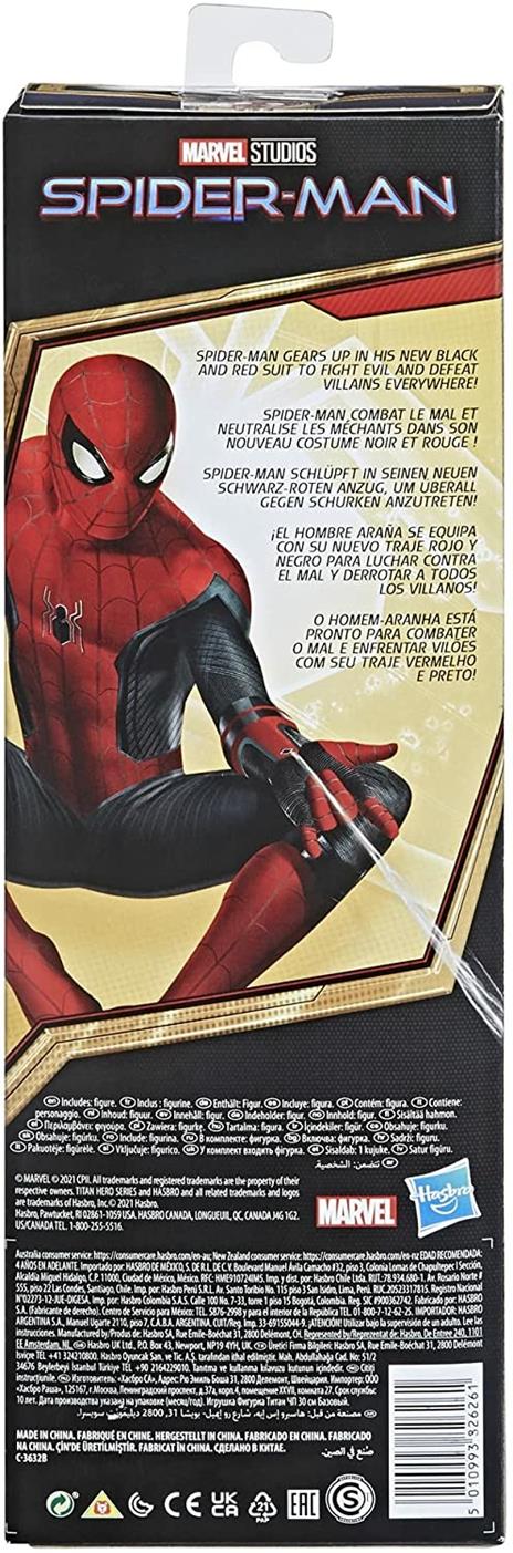 Hasbro Spider-Man - Spider-Man con Tuta Nera e Rossa, Action Figure da 30 cm Titan Hero Series - 3