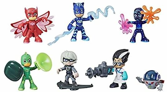 Hasbro PJ Masks - Super pigiamini, Eroi e Cattivi, set per età prescolare con 7 action figure con 10 accessori, per bambini dai 3 anni in su