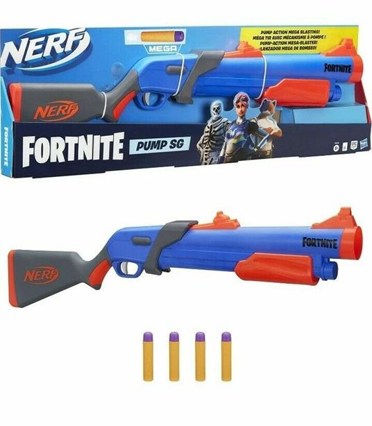 Nerf Fortnite - Pump SG Blaster, lancia-dardi mega con azione a pompa, a  retroricarica, 4 dardi Nerf Mega - Hasbro - Nerf - Pistole e fucili -  Giocattoli