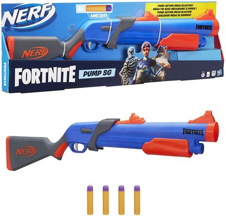 Nerf Fortnite - Pump SG Blaster, lancia-dardi mega con azione a pompa, a retroricarica, 4 dardi Nerf Mega - 3