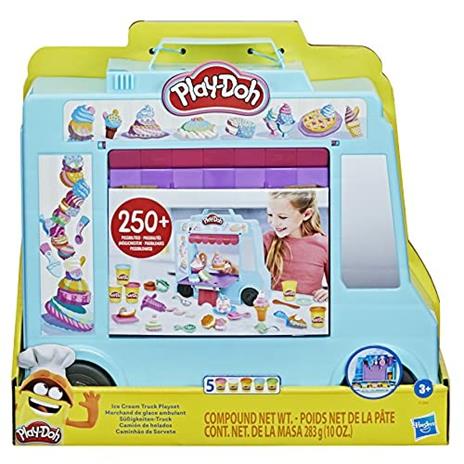 Play-Doh Kitchen Creations - Il Carrello dei Gelati, playset con 5 colori di pasta da modellare e 20 accessori