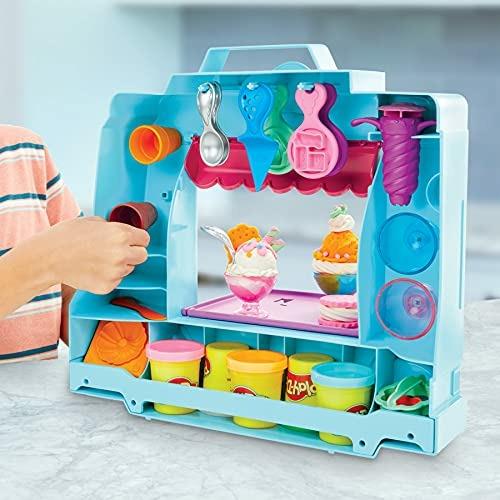Play-Doh Kitchen Creations - Il Carrello dei Gelati, playset con 5 colori di pasta da modellare e 20 accessori - 3