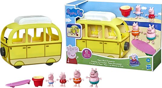 Peppa Pig - Camper alla Spiaggia, veicolo giocattolo per età prescolare con ruote che girano - 3