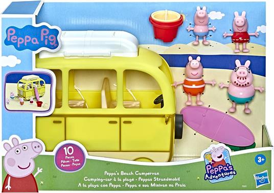 Peppa Pig - Camper alla Spiaggia, veicolo giocattolo per età prescolare con ruote che girano - 4