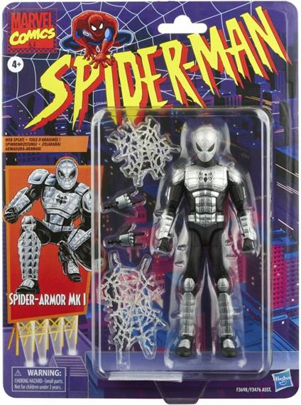 Hasbro Marvel F3698, Legends Series Spider-Man 15 cm Spider-Armor Mk I Action Figure Toy, Includes 4 Accessories: 2 Alternate Hands and 2 Web FX, Cranberry