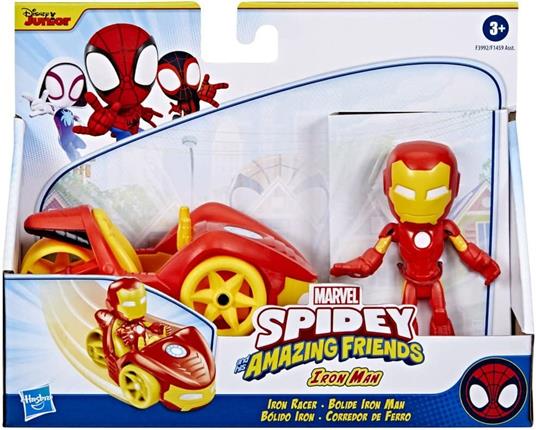 Hasbro Marvel Spidey and His Amazing Friends, Iron Man action figure e veicolo Iron Racer, giocattolo di Iron Man - 2