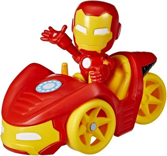 Hasbro Marvel Spidey and His Amazing Friends, Iron Man action figure e veicolo Iron Racer, giocattolo di Iron Man - 3