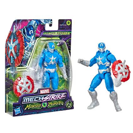 Hasbro marvel avengers mech strike, giocattolo monster hunters capitan america, action figure in scala da 15 cm, per bambini dai 4 anni in su