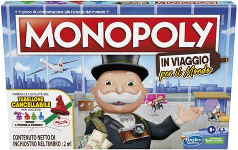 Giocattolo Monopoly - In Viaggio per il Mondo, gioco da tavolo per famiglie e bambini dagli 8 anni in su Hasbro