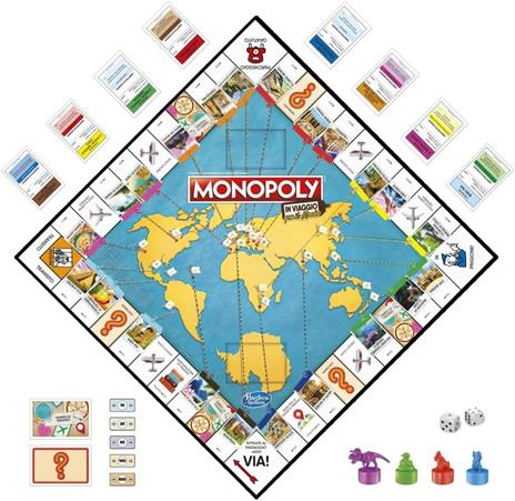 Monopoly - In Viaggio per il Mondo, gioco da tavolo per famiglie e bambini dagli 8 anni in su - 4