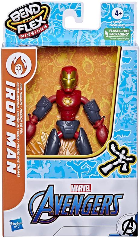 Hasbro Marvel Avengers - Bend and Flex Missions, Iron Man Fire Mission, action figure pieghevole da 15 cm - 2