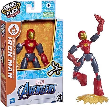 Hasbro Marvel Avengers - Bend and Flex Missions, Iron Man Fire Mission, action figure pieghevole da 15 cm - 3