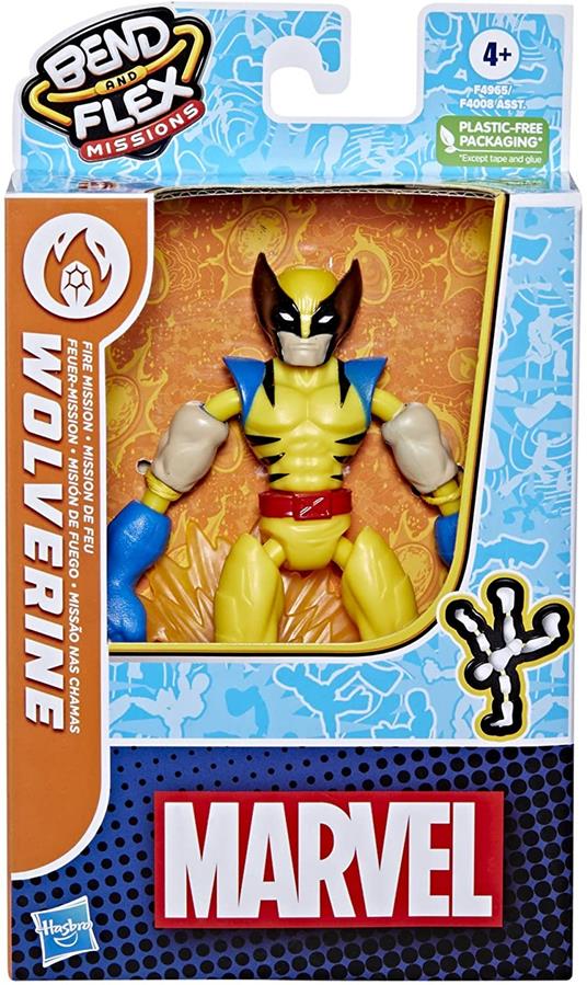 Hasbro Marvel Avengers - Bend and Flex Missions, Wolverine Fire Mission, action figure pieghevole da 15 cm - 3