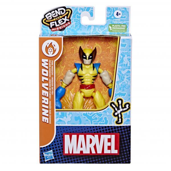 Hasbro Marvel Avengers - Bend and Flex Missions, Wolverine Fire Mission, action figure pieghevole da 15 cm