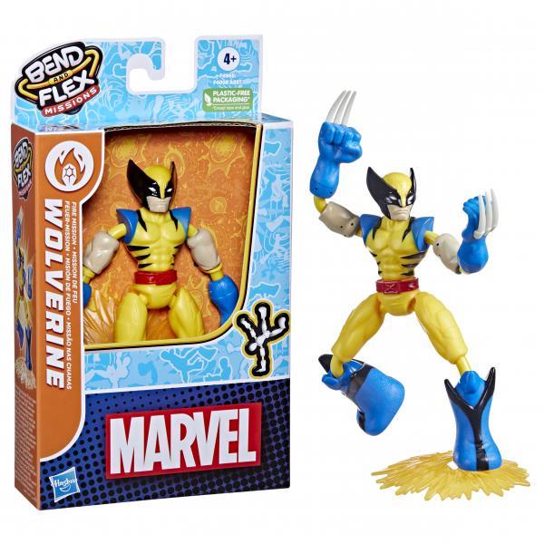 Hasbro Marvel Avengers - Bend and Flex Missions, Wolverine Fire Mission, action figure pieghevole da 15 cm