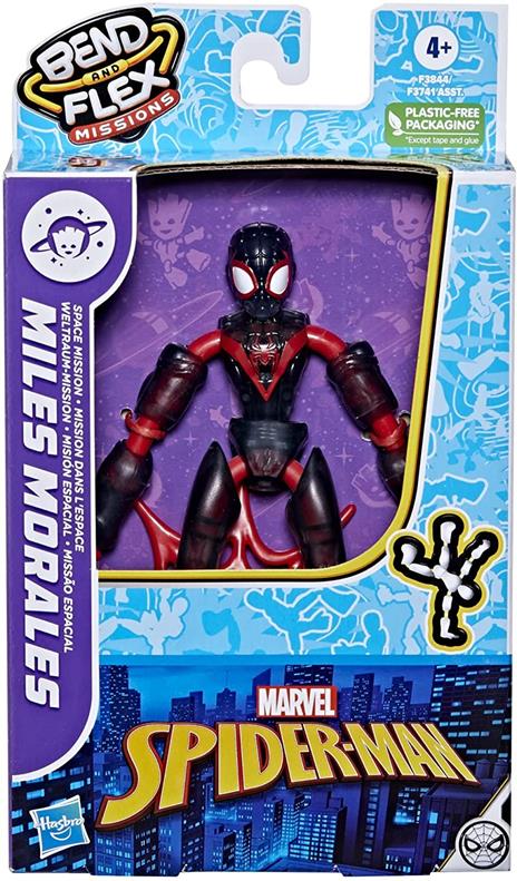 Hasbro Marvel Spider-Man - Bend and Flex Missions, Miles Morales Space Mission, action figure pieghevole da 15 cm - 3