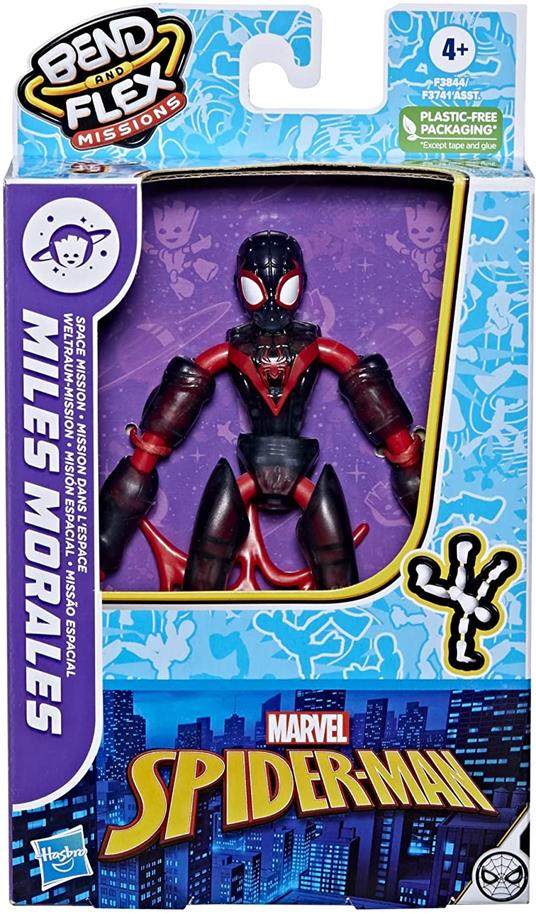 Hasbro Marvel Spider-Man - Bend and Flex Missions, Miles Morales Space Mission, action figure pieghevole da 15 cm - 3