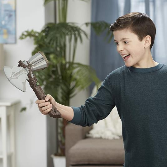 Martello Mjolnir Del Potente Thor – Marvel Legends Series, Roleplay Elettronico Scala 1:1 Con Luci E Suoni, Ispirato A Thor: Love And Thunder, Piedistallo Incluso