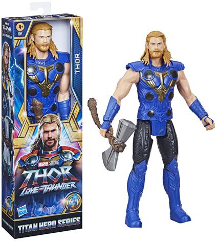 Hasbro Marvel Avengers, Titan Hero Series - Thor, action figure da 30 cm con accessorio del film "Thor: Love and Thunder"