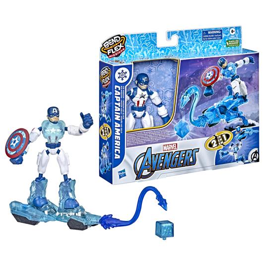 Hasbro Marvel Avengers - Bend and Flex Missions, Capitan America Ice Mission, action figure pieghevole da 15 cm - 2