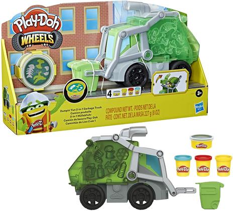 Play-Doh Wheels - Il Camioncino della Spazzatura, camion dei rifiuti giocattolo 2 in 1 con pasta da modellare atossica - 2
