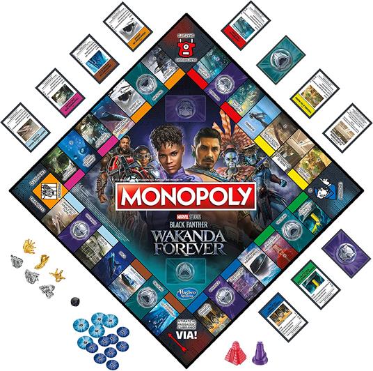 Monopoly Marvel Black Panther: Wakanda Forever - gioco da tavolo per famiglie, dagli 8 anni in su, da 2 a 6 giocatori - 4