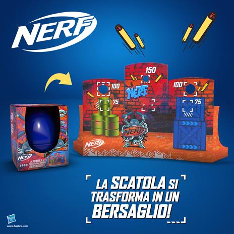 Nerf 2022 Hasbro Sorpresovo - Uovo con Sorprese e Scatola che si Trasforma in Set di Bersagli - 2