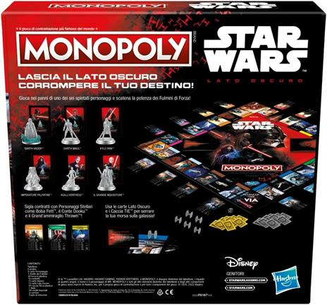 Monopoly - Star Wars Lato Oscuro, gioco da tavolo per famiglie, bambini e bambine dagli 8 anni in su, regalo Star Wars - 6