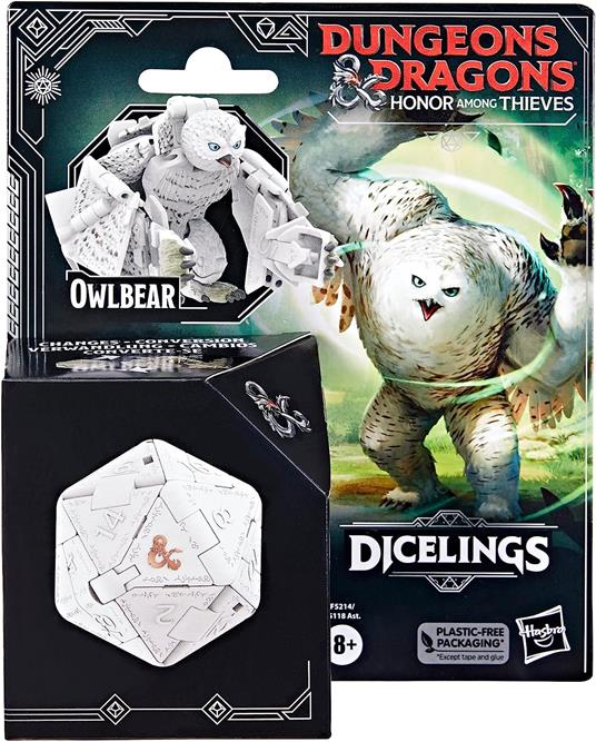 Dungeons & Dragons Hasbro L'onore dei ladri, D&D Dicelings, Orsogufo Bianco, Mostro D&D, Dado Convertibile, d20 Gigante - 4