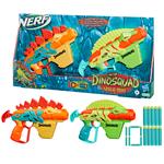 Nerf, dinosquad  stego-duo, 2 blaster, 10 dardi nerf elite 2.0, 2 design a forma di stegosauro, blaster nerf