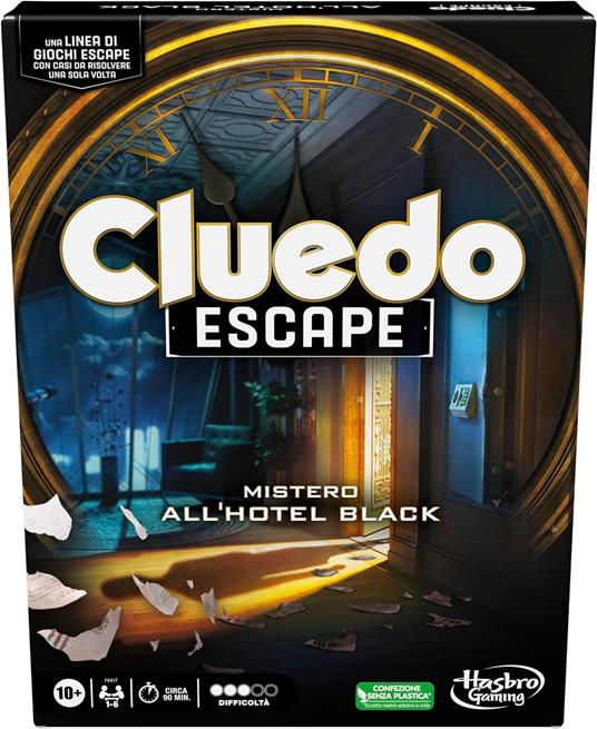 Cluedo Escape - Mistero all'Hotel Black, gioco da tavolo, escape room per 1-6 giocatori, giochi di mistero cooperativi