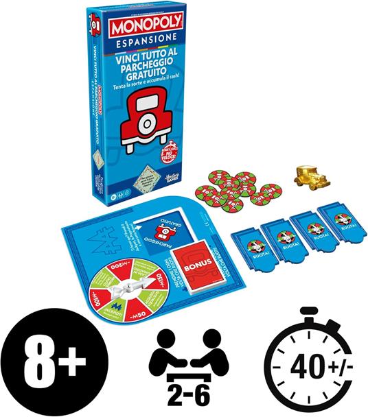 Monopoly, ESPANSIONE Vinci tutto al Parcheggio Gratuito, per giocare serve il gioco Monopoly classico, Versione Italiana - 2