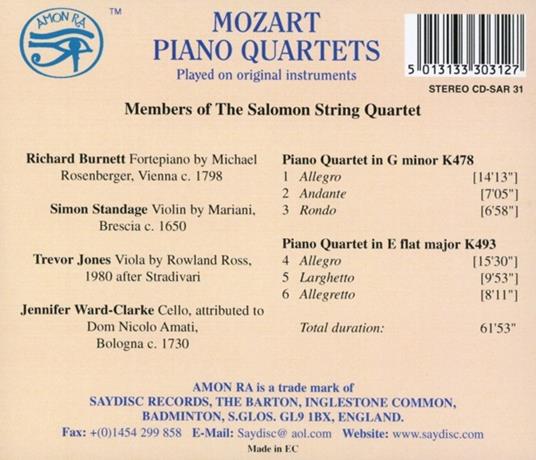 Quartetti con Pianoforte - CD Audio di Wolfgang Amadeus Mozart - 2