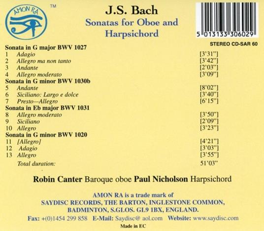 Music for Oboe - CD Audio di Johann Sebastian Bach - 2