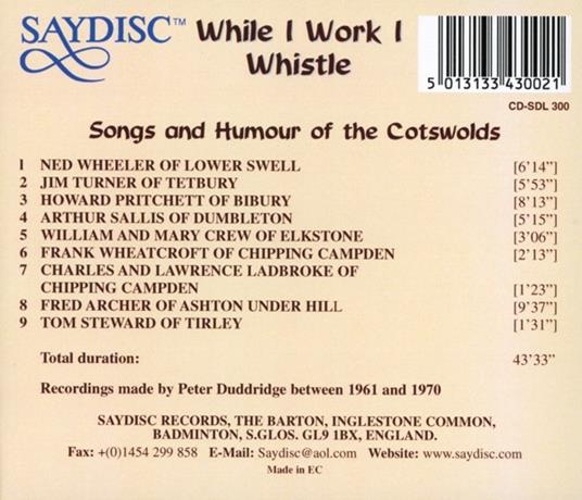 While I Work I Whistle - CD Audio - 2