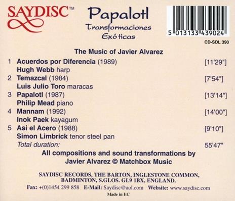 Papalotl-Transformaciones - CD Audio di Javier Alvarez - 2