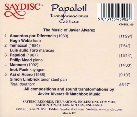 Papalotl-Transformaciones - CD Audio di Javier Alvarez - 2