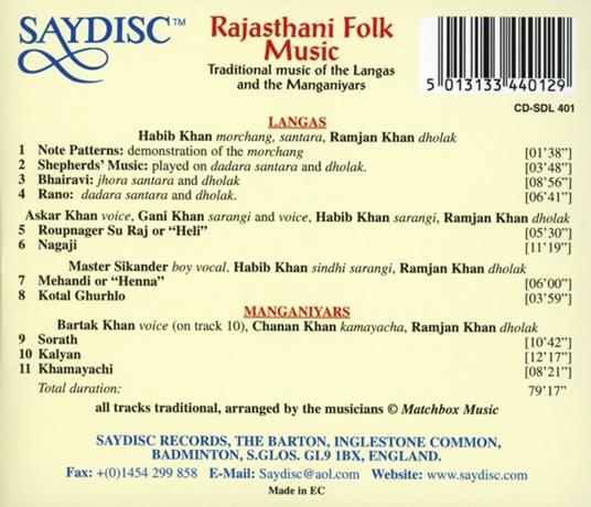 Rajasthani Folk Music - CD Audio - 2