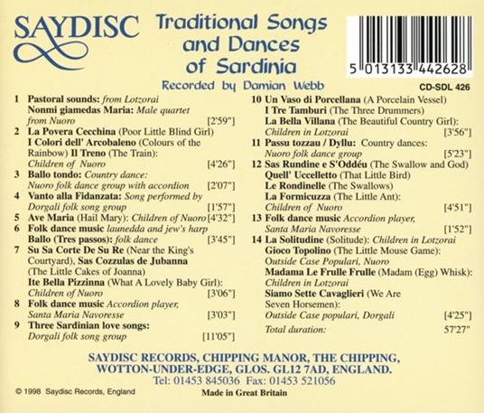 Traditional Songs & Dances of Sardinia - CD Audio - 2