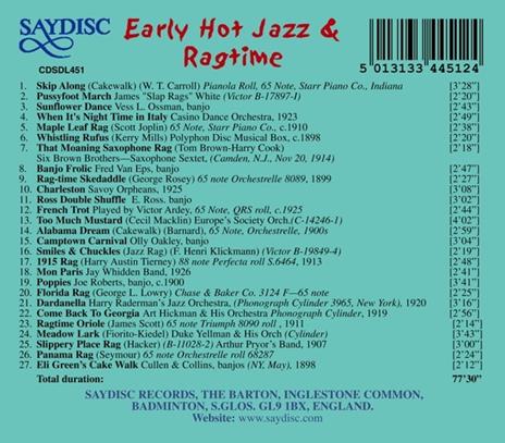 Early Hot Jazz & Ragtime: From Pianola Rolls, 78s And Phonograph Cylinders - CD Audio - 2