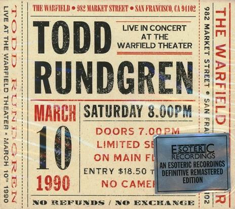 Live at the Warfield 10th - CD Audio di Todd Rundgren
