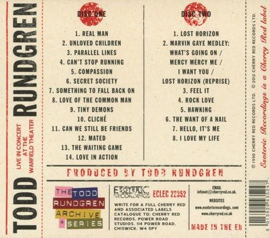 Live at the Warfield 10th - CD Audio di Todd Rundgren - 2
