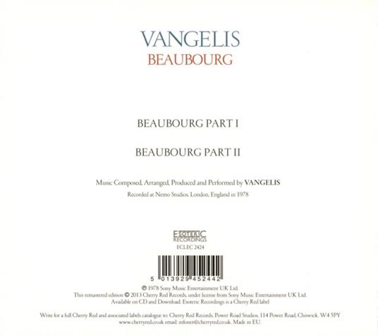 Beaubourg - CD Audio di Vangelis - 2