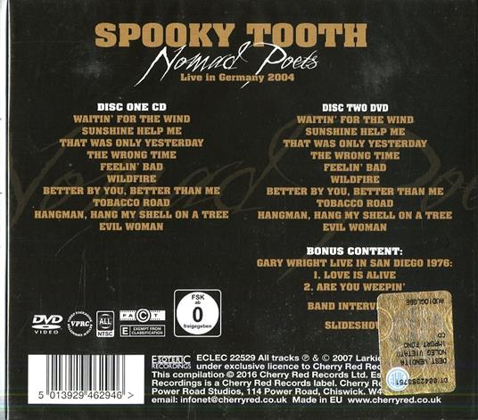 Nomad Poets - CD Audio + DVD di Spooky Tooth - 2